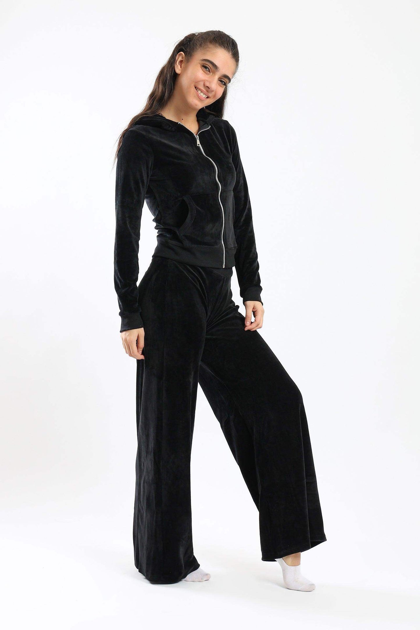 Black Zipper Closure Pyjama Set - Carina - ÙƒØ§Ø±ÙŠÙ†Ø§