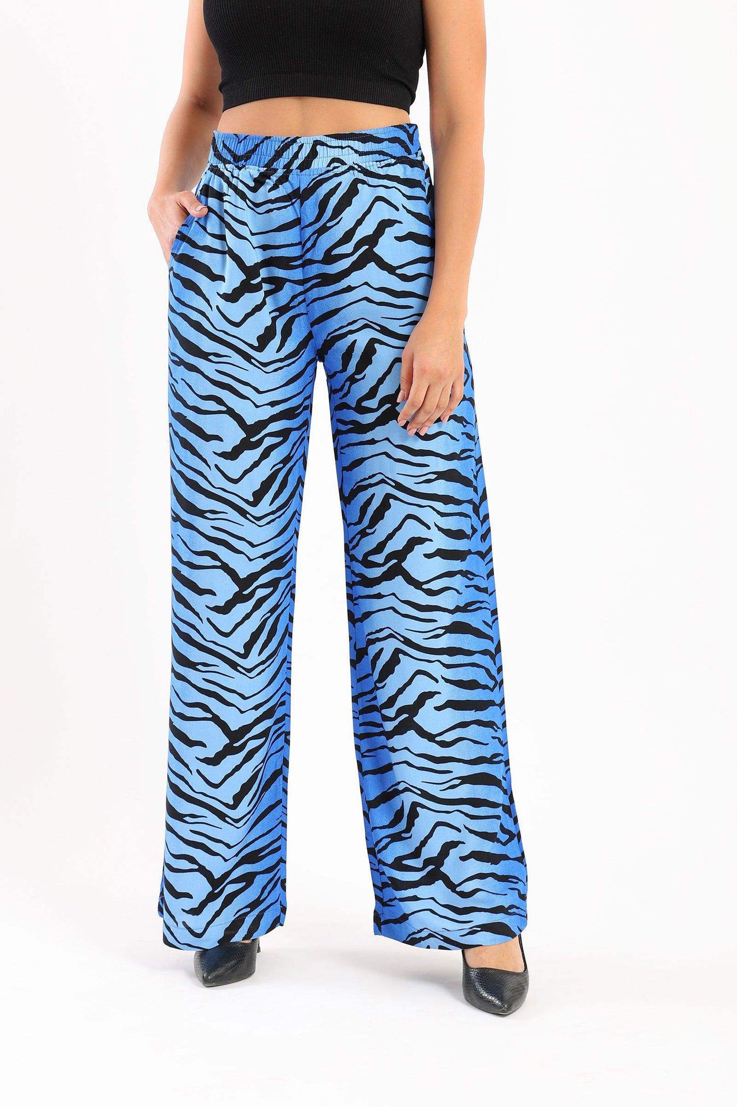 Blue Black Printed Pants - Carina - ÙƒØ§Ø±ÙŠÙ†Ø§