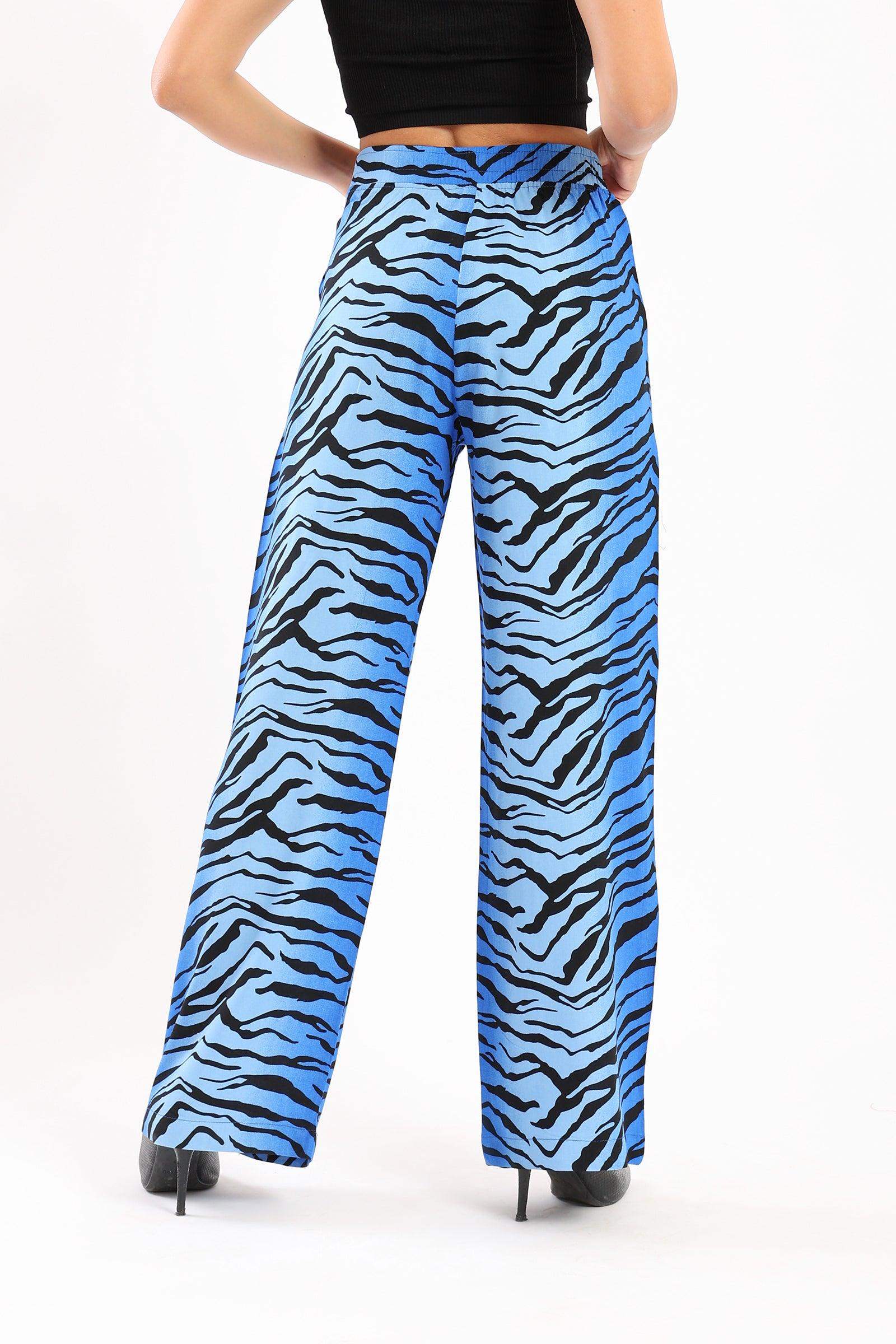 Blue Black Printed Pants - Carina - ÙƒØ§Ø±ÙŠÙ†Ø§