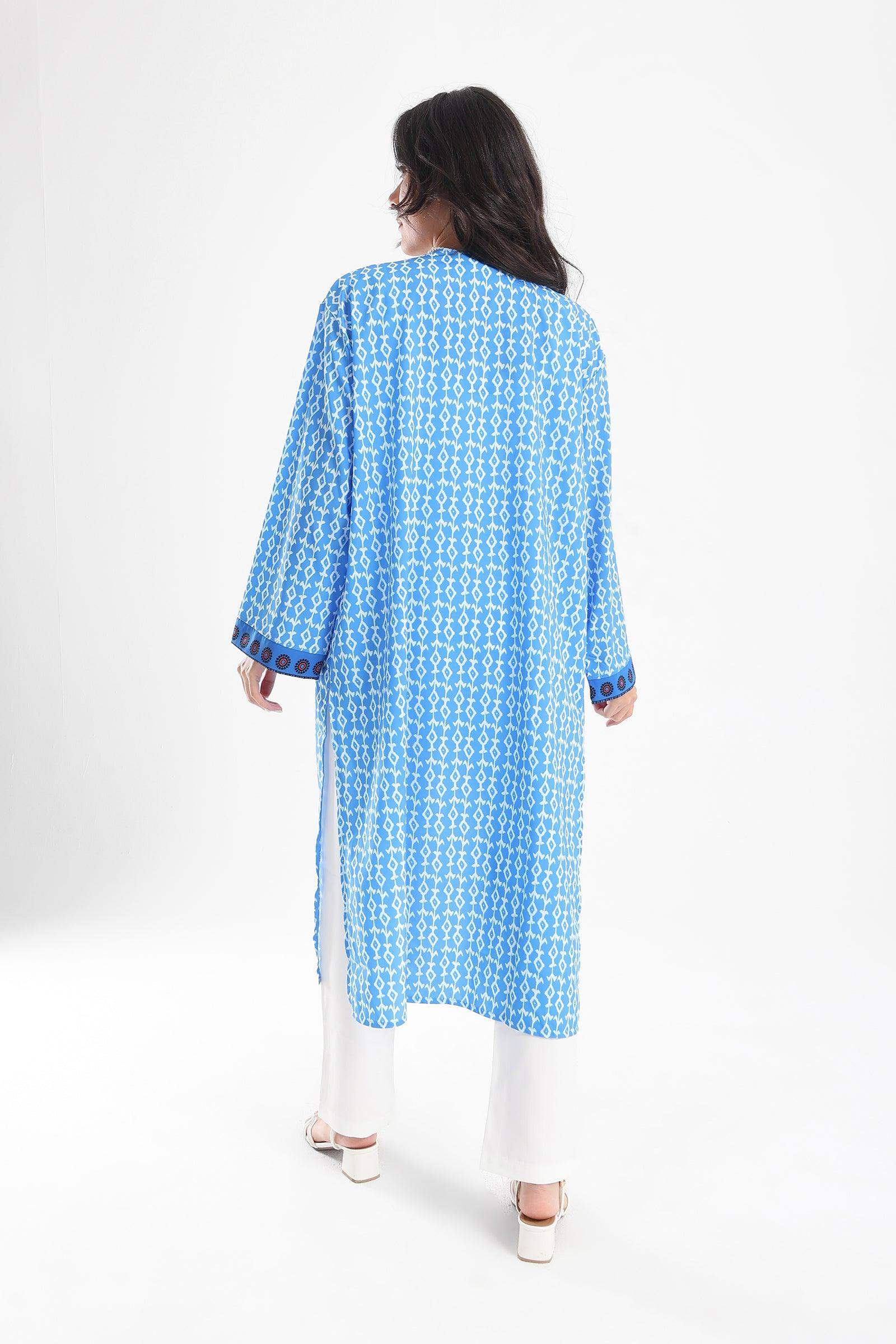 Blue Printed Kimono - Carina - ÙƒØ§Ø±ÙŠÙ†Ø§