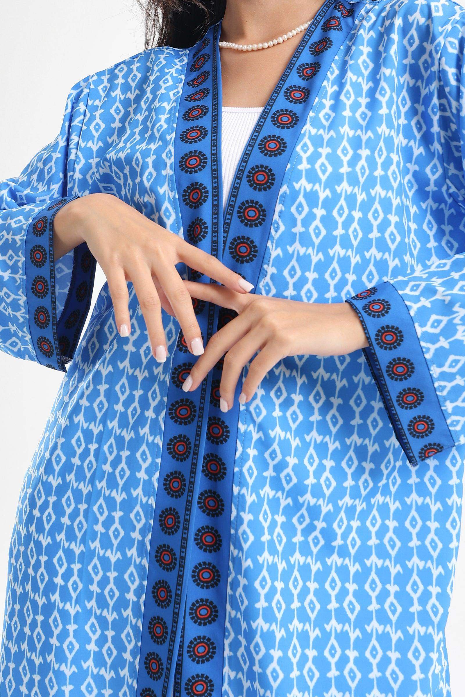 Blue Printed Kimono - Carina - ÙƒØ§Ø±ÙŠÙ†Ø§