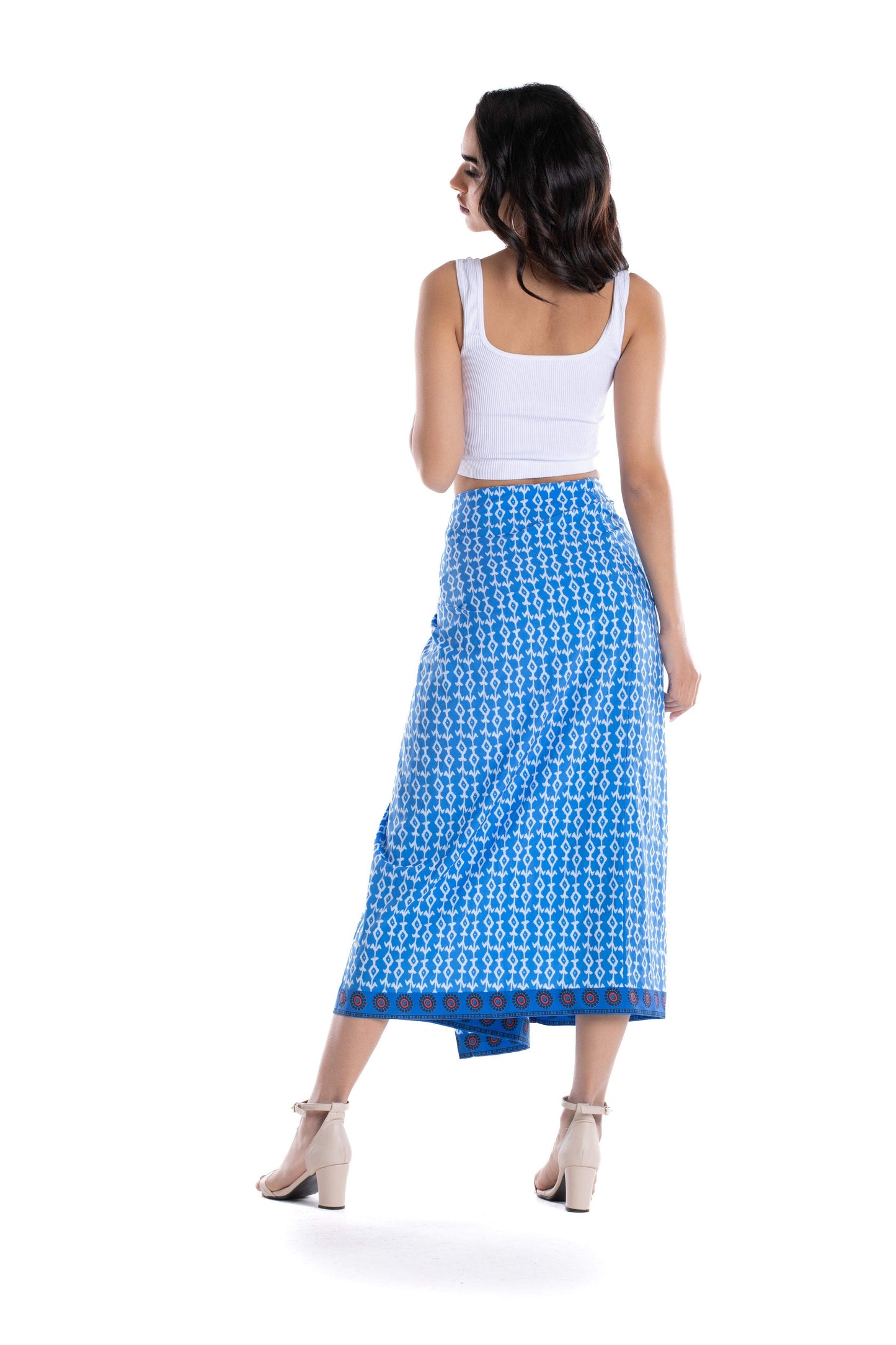 Blue Printed Wrap Skirt - Carina - ÙƒØ§Ø±ÙŠÙ†Ø§