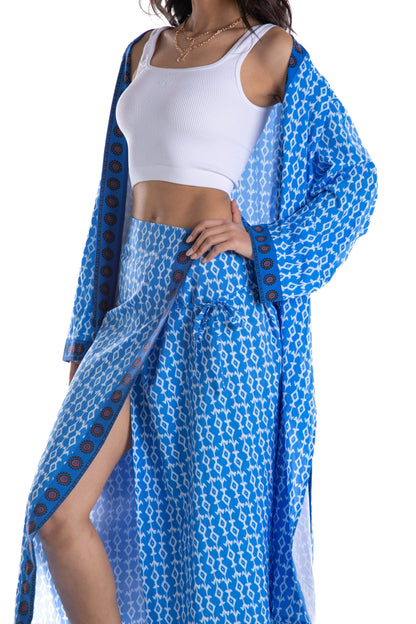 Blue Printed Wrap Skirt - Carina - ÙƒØ§Ø±ÙŠÙ†Ø§