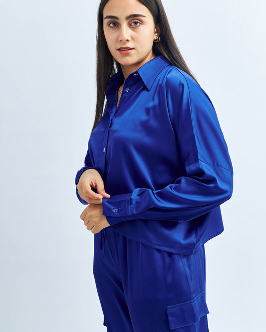 Blue - Satin Shirt