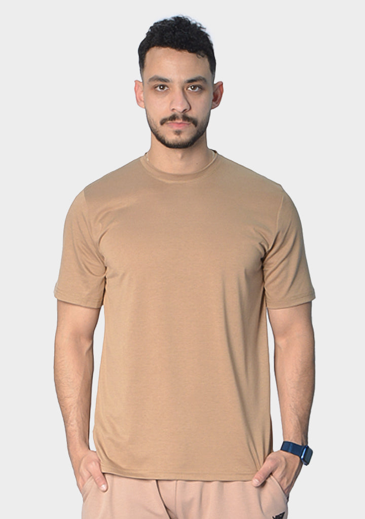 Cotton Viga Round Neck Shirt - Beige