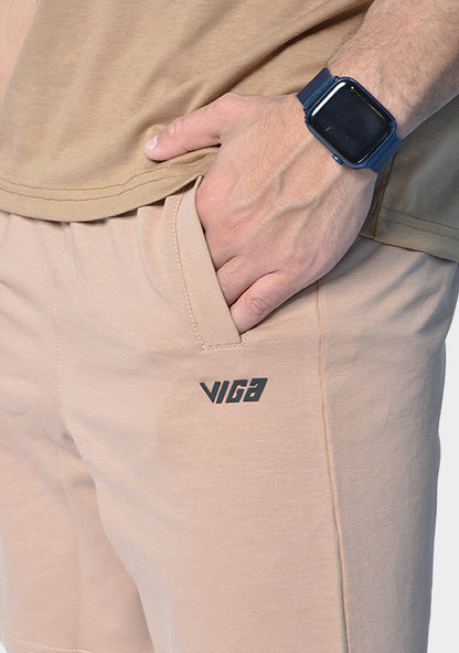 Cotton-Lycra Sweatpants – Beige