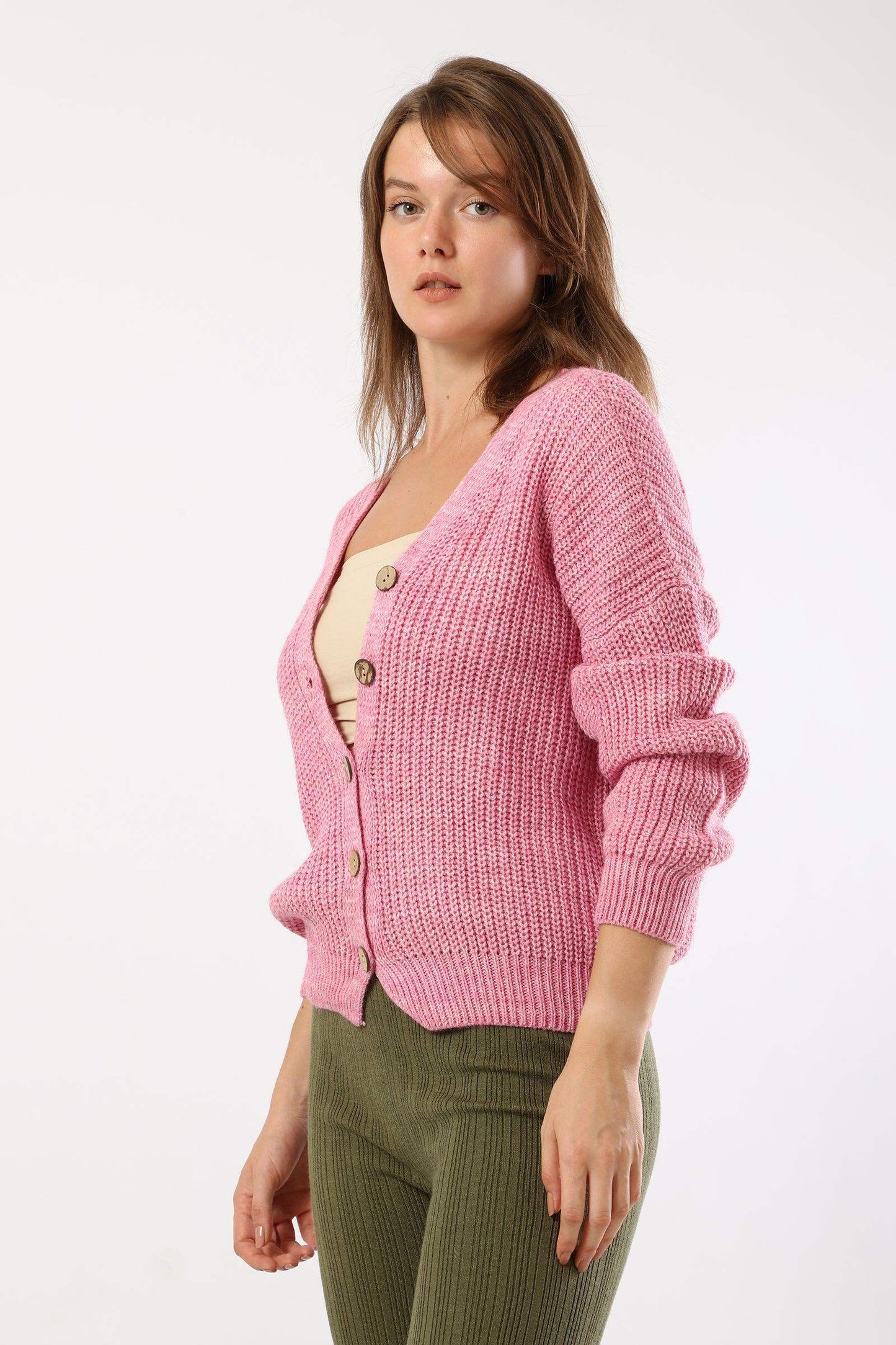 Button Closure Knitted Cardigan - Carina - ÙƒØ§Ø±ÙŠÙ†Ø§