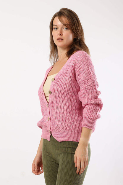 Button Closure Knitted Cardigan - Carina - ÙƒØ§Ø±ÙŠÙ†Ø§