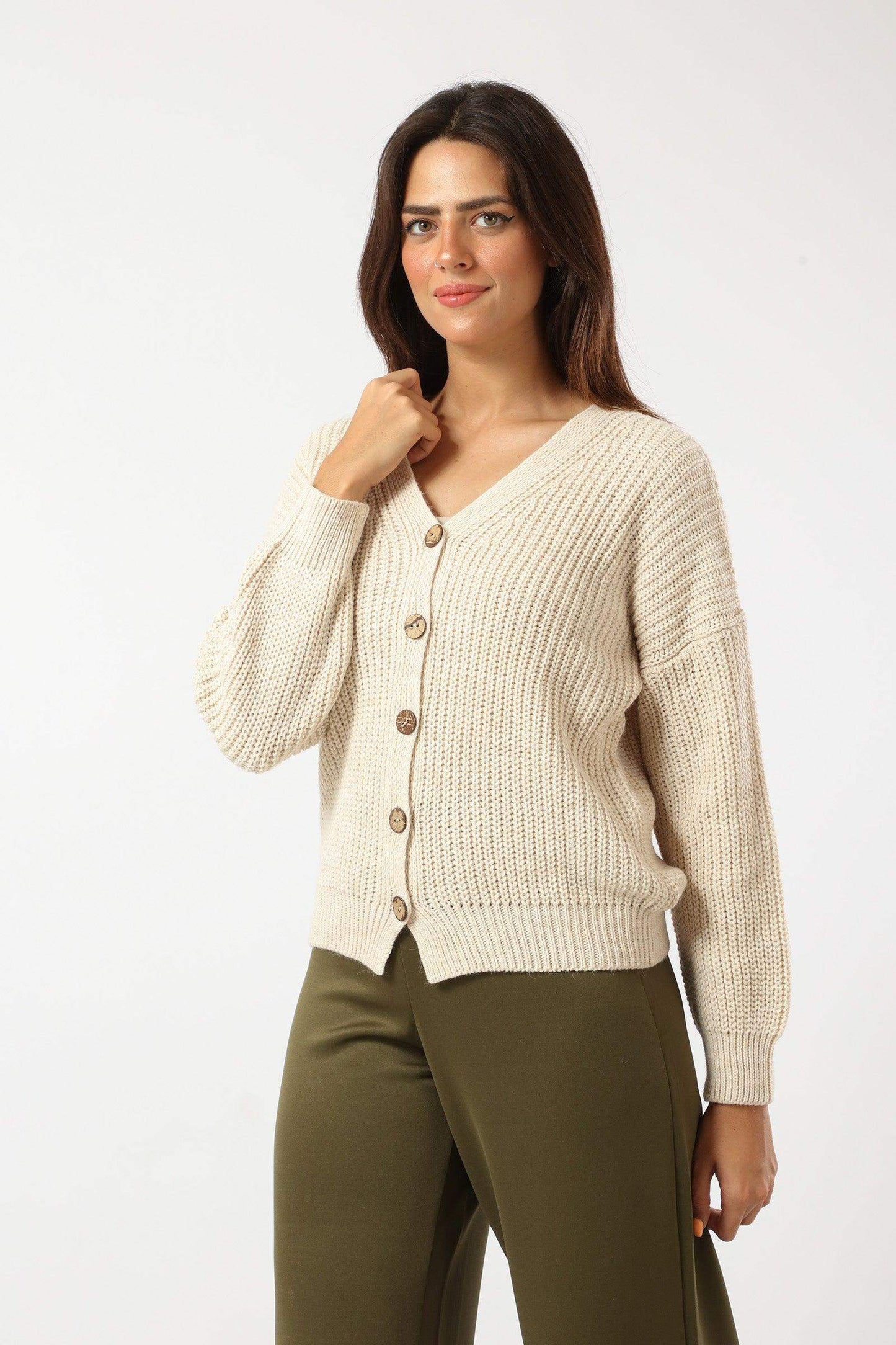 Button Closure Knitted Cardigan - Carina - ÙƒØ§Ø±ÙŠÙ†Ø§