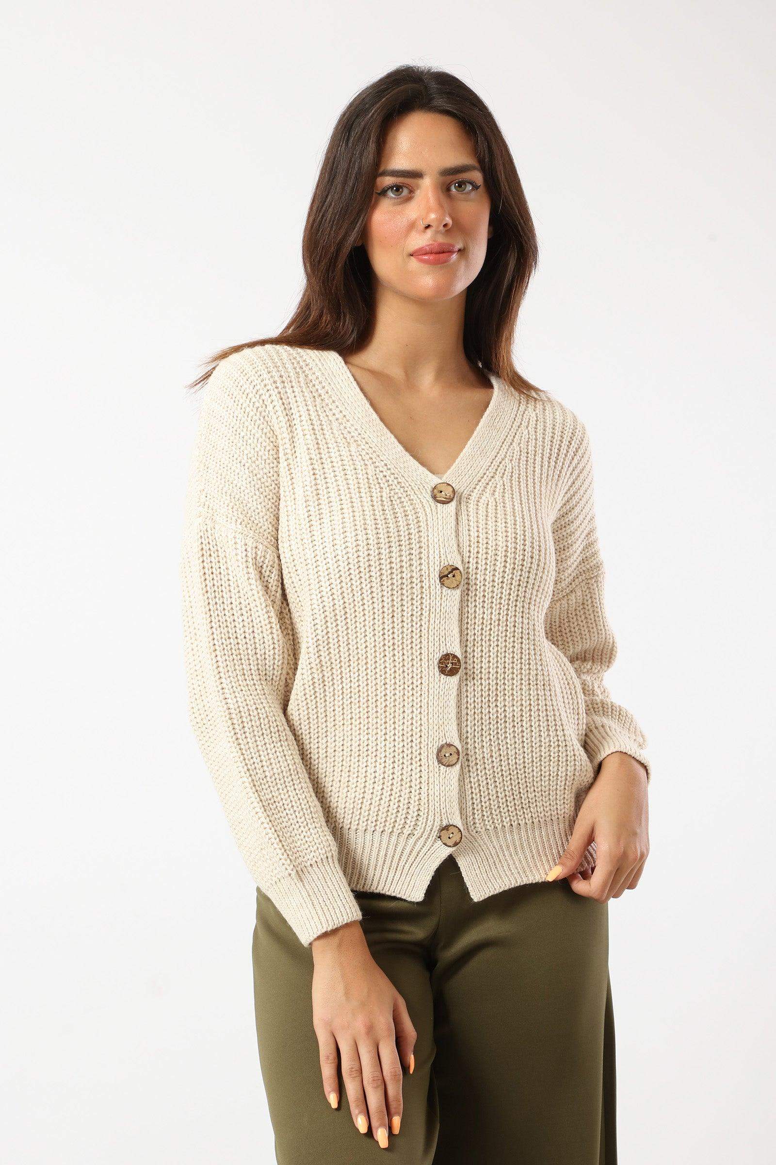 Button Closure Knitted Cardigan - Carina - ÙƒØ§Ø±ÙŠÙ†Ø§