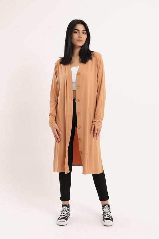 Button Closure Long Cardigan - Clue Wear