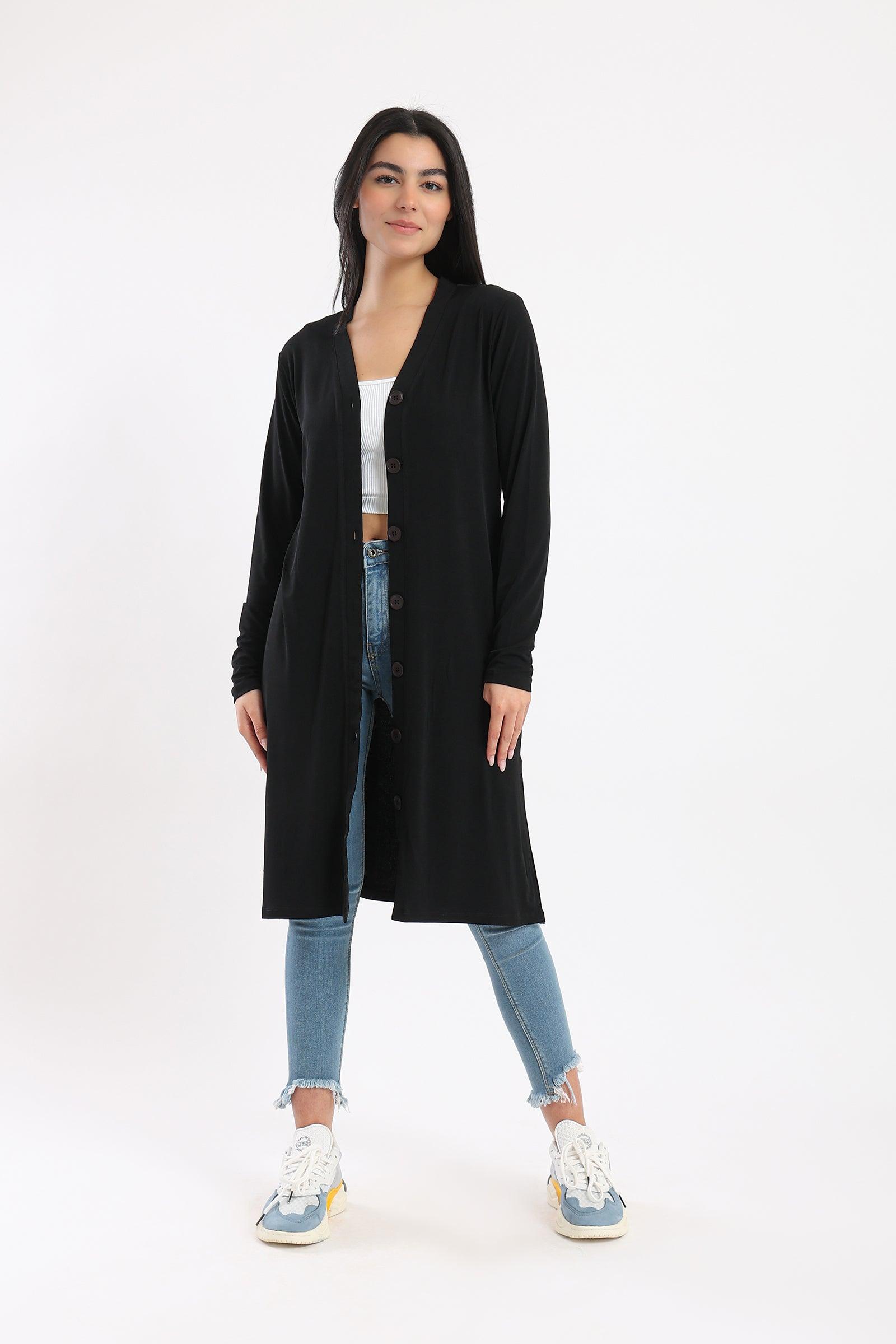 Button Closure Long Cardigan - Clue-wear