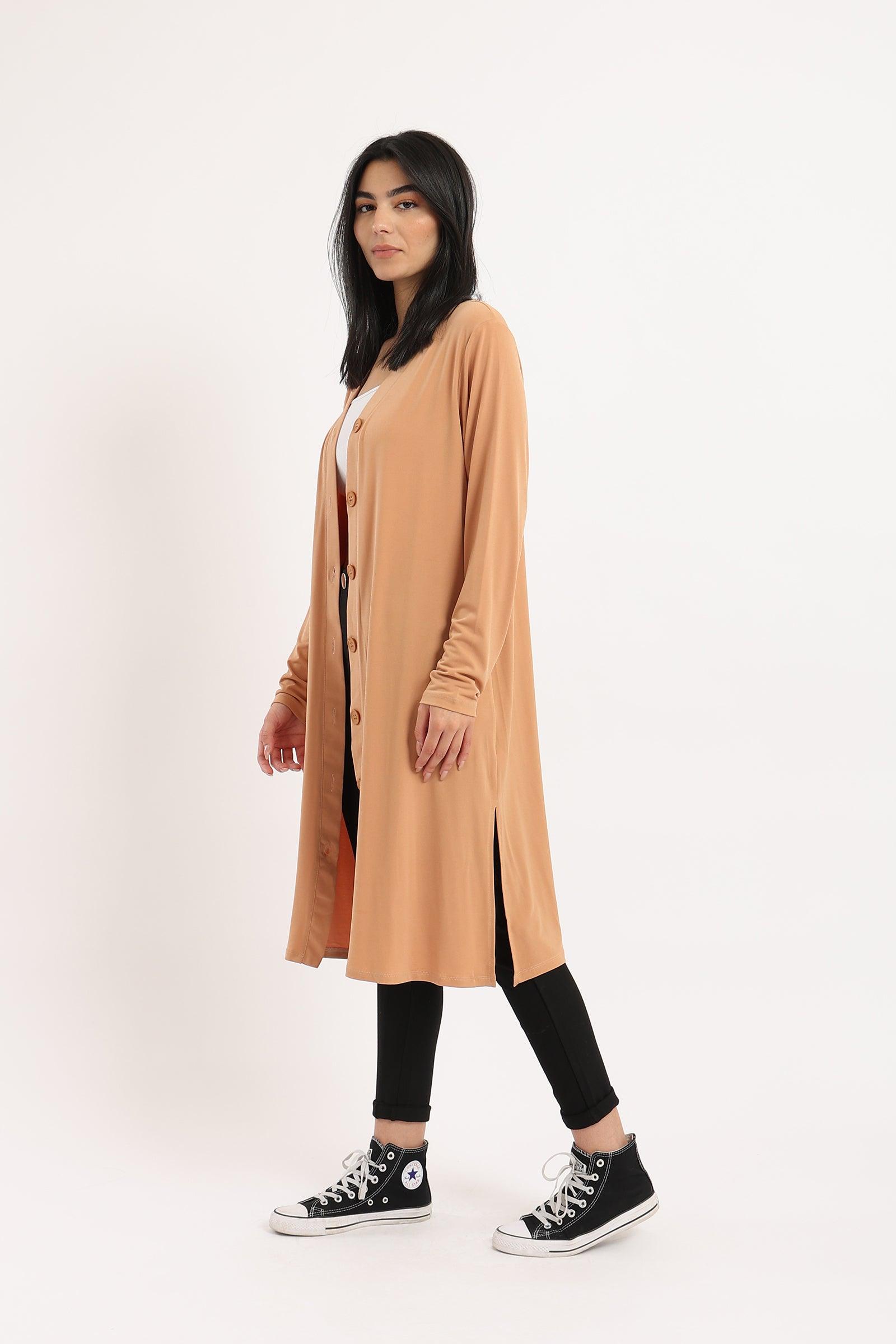 Button Closure Long Cardigan - Clue Wear