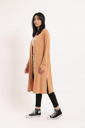 Button Closure Long Cardigan - Clue Wear