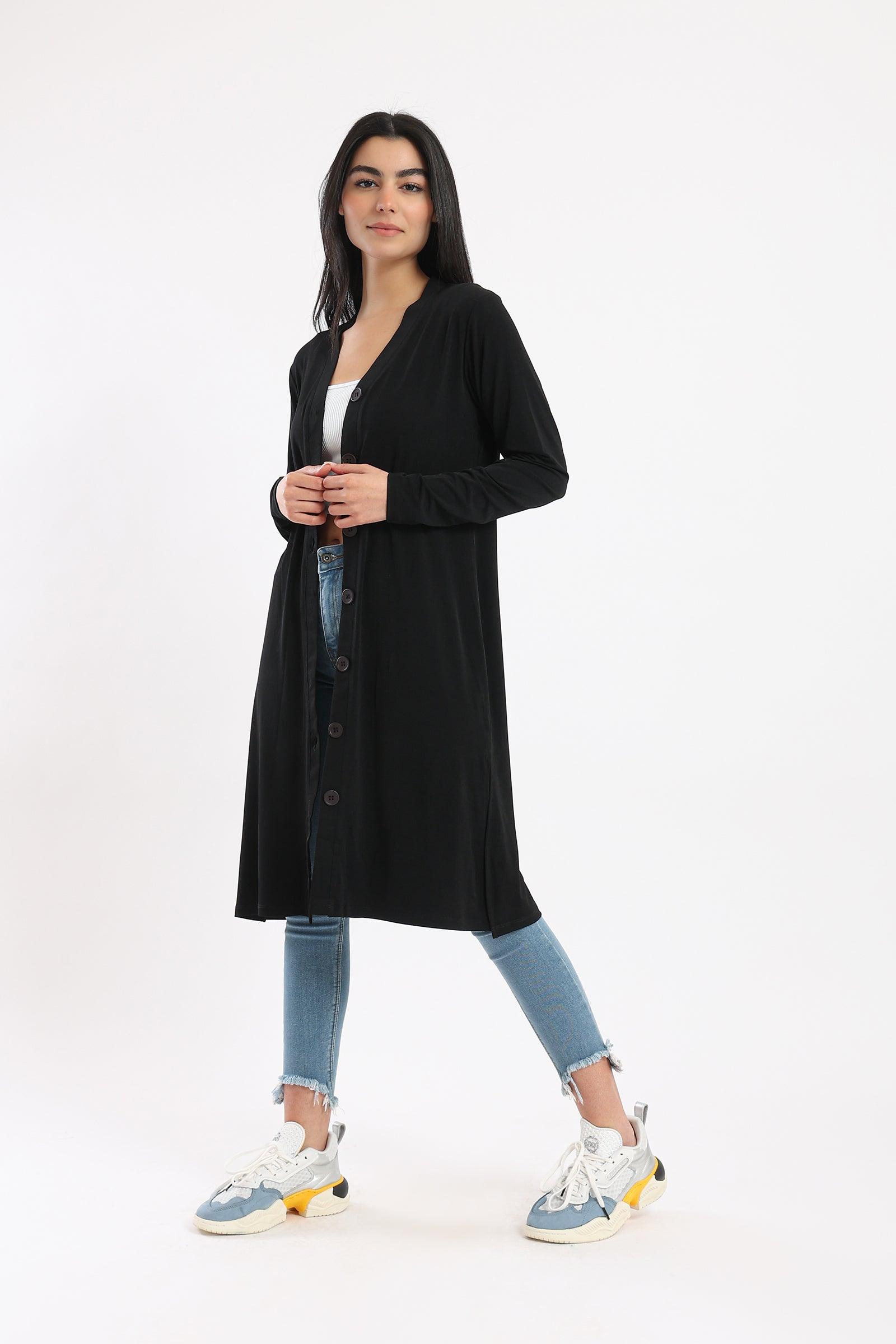Button Closure Long Cardigan - Clue-wear