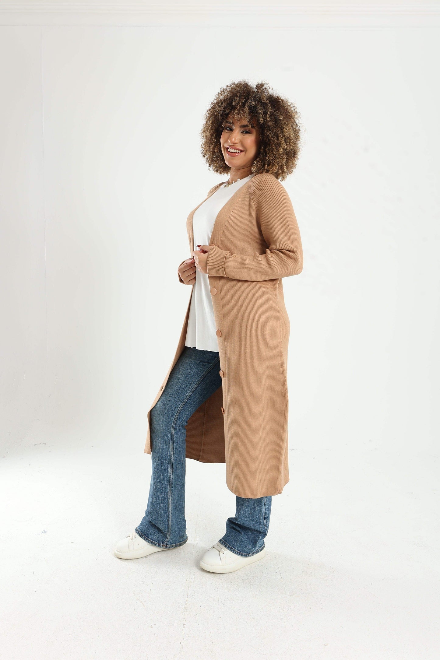 Button Closure Midi Cardigan - Carina - ÙƒØ§Ø±ÙŠÙ†Ø§