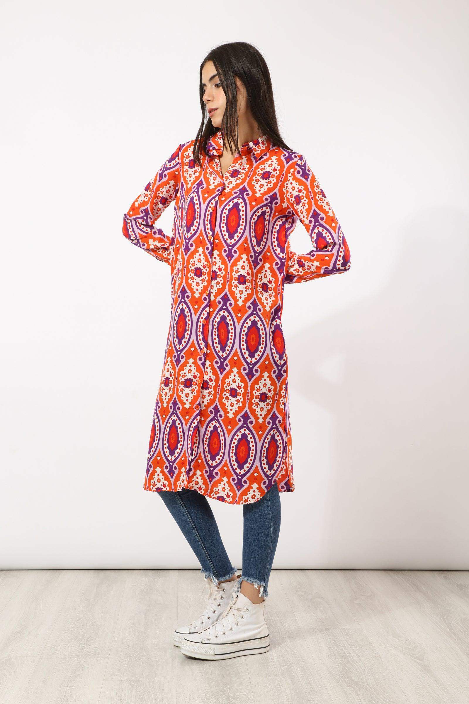 Buttons Down Summer Long Shirt - Carina - ÙƒØ§Ø±ÙŠÙ†Ø§