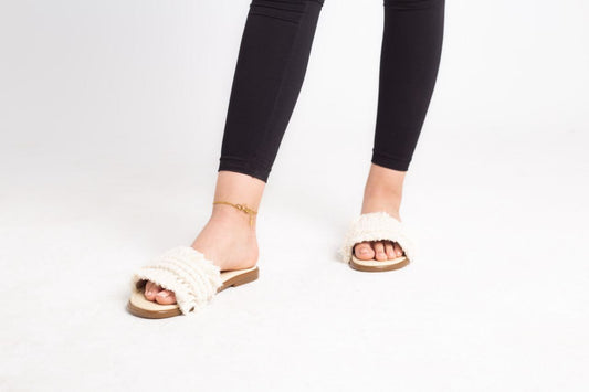 Macrame Chic Slippers - Off White