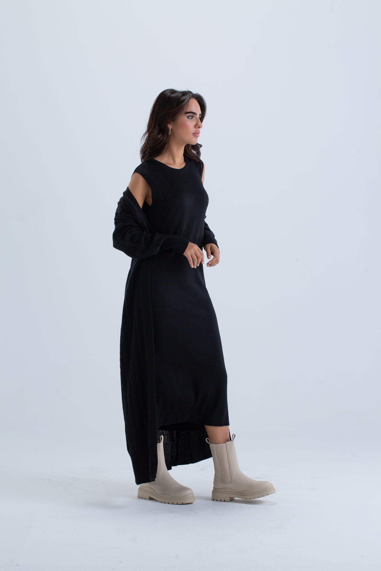 Cable Knitted Long Cardigan - Carina - ÙƒØ§Ø±ÙŠÙ†Ø§