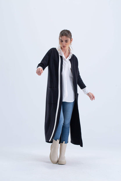 Cardigan with Color Contrast Hem - Carina - ÙƒØ§Ø±ÙŠÙ†Ø§