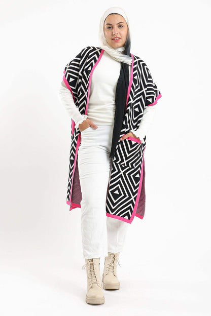 Cardigan with Color Contrast Trim - Carina - ÙƒØ§Ø±ÙŠÙ†Ø§