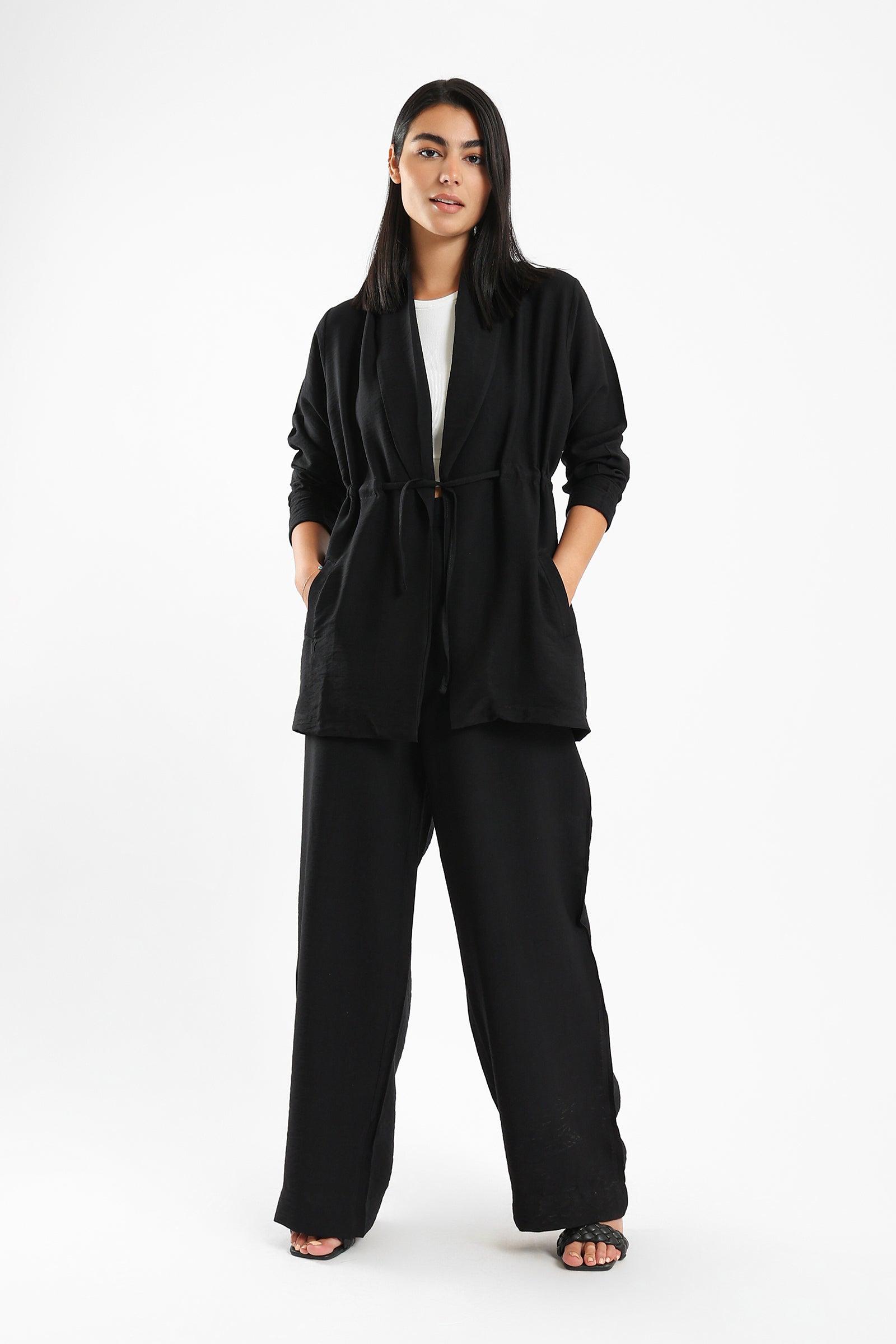 Cardigan With Elasticated Drawstring - Clue Wear