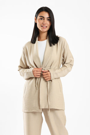 Cardigan With Elasticated Drawstring - Clue Wear