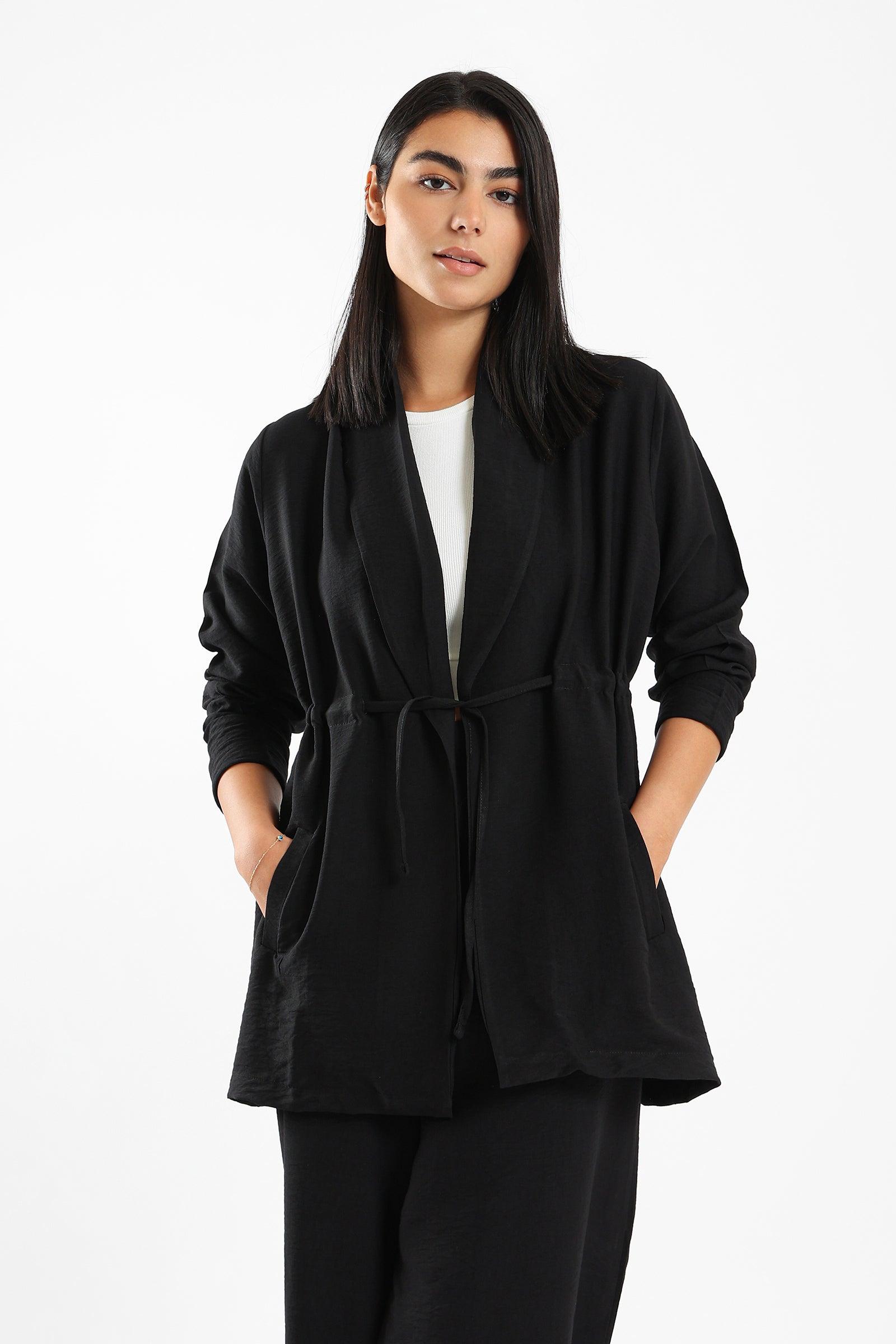 Cardigan With Elasticated Drawstring - Clue Wear