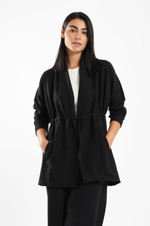 Cardigan With Elasticated Drawstring - Clue Wear