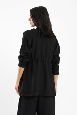 Cardigan With Elasticated Drawstring - Clue Wear