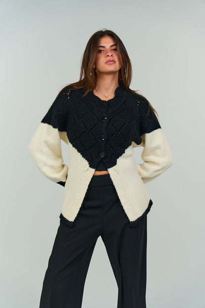 Black & White Knitted Cardigan