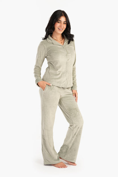 Plain Velvet Pyjama Set