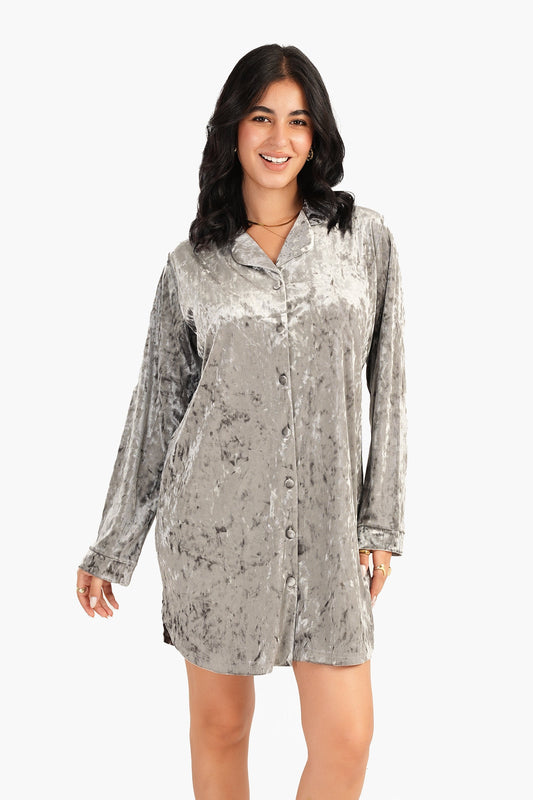 Velvet Dark Grey Nightgown