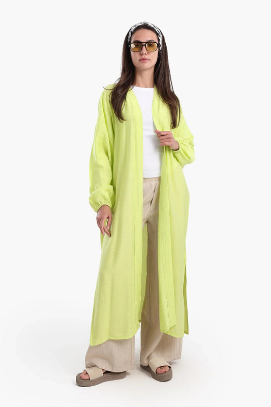 Viscose Solid Open-Front Cardigan – Pistachio Green
