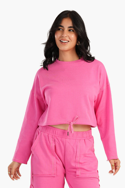 Cropped Plain Lounge Sweatshirt