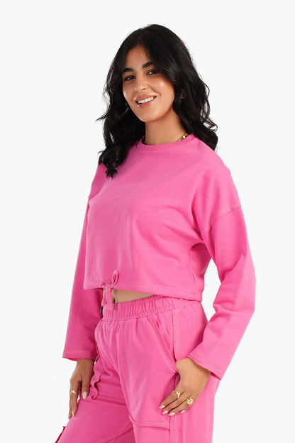 Cropped Plain Lounge Sweatshirt