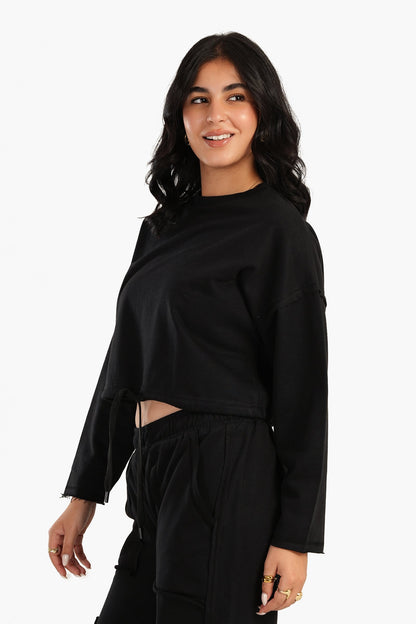 Cropped Plain Lounge Sweatshirt