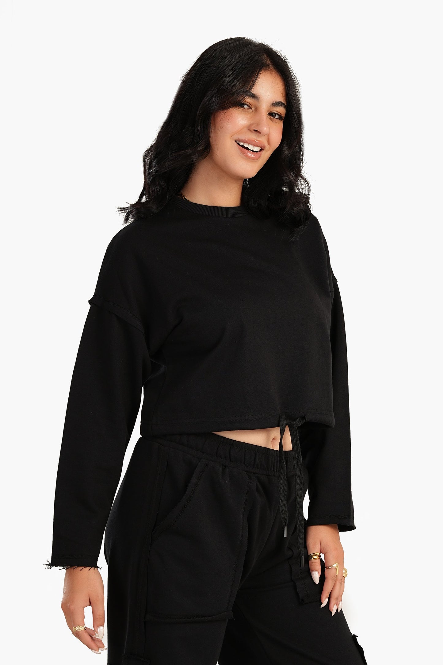 Cropped Plain Lounge Sweatshirt