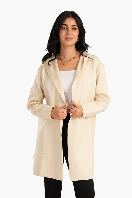 Shawl Collar Coat - Off-White