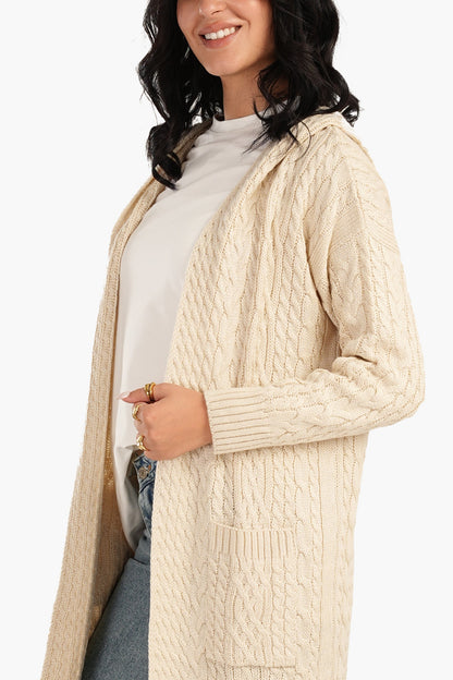 Cable Knitted Hooded Cardigan