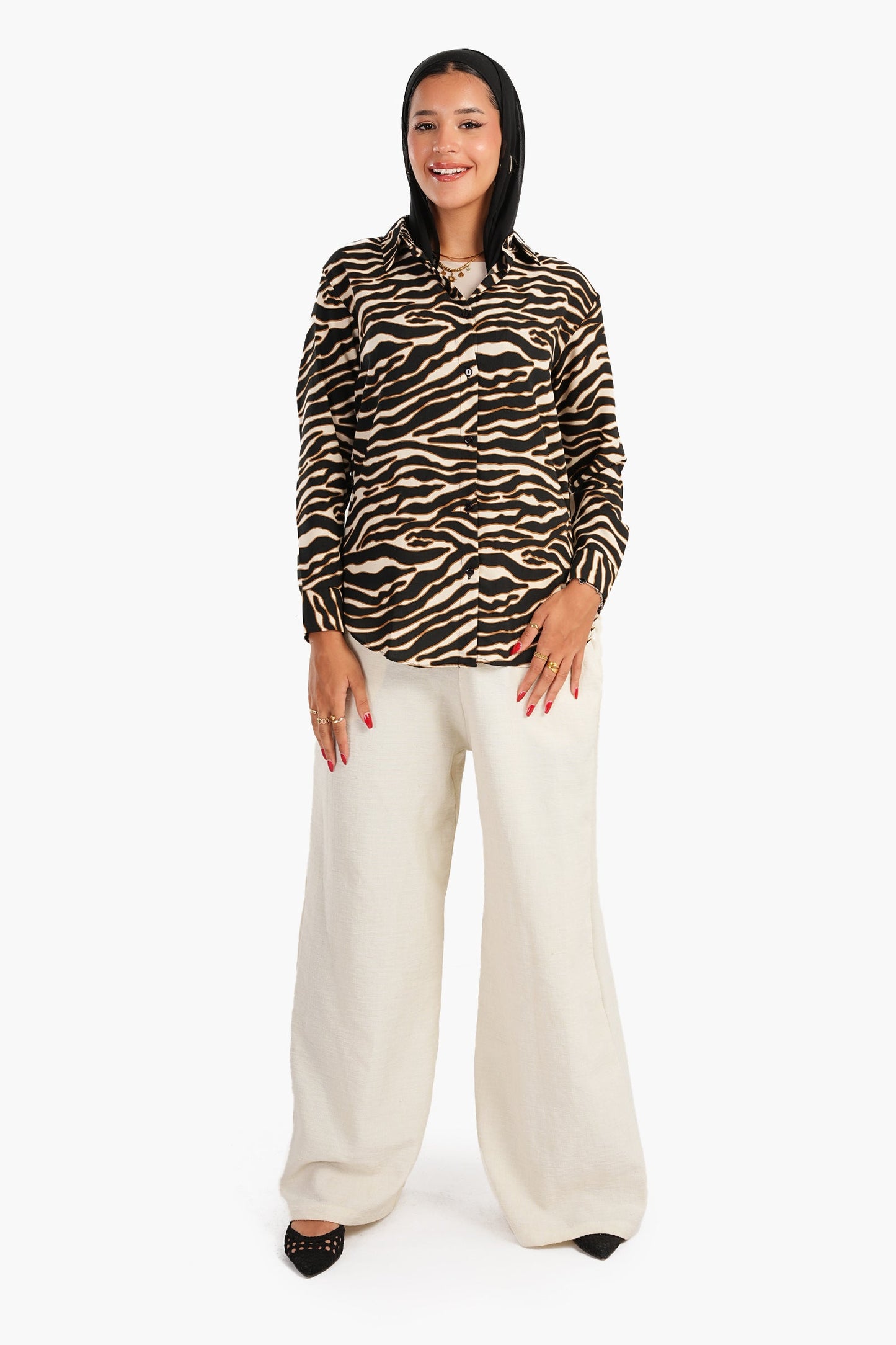 Voile Zebra Print Shirt