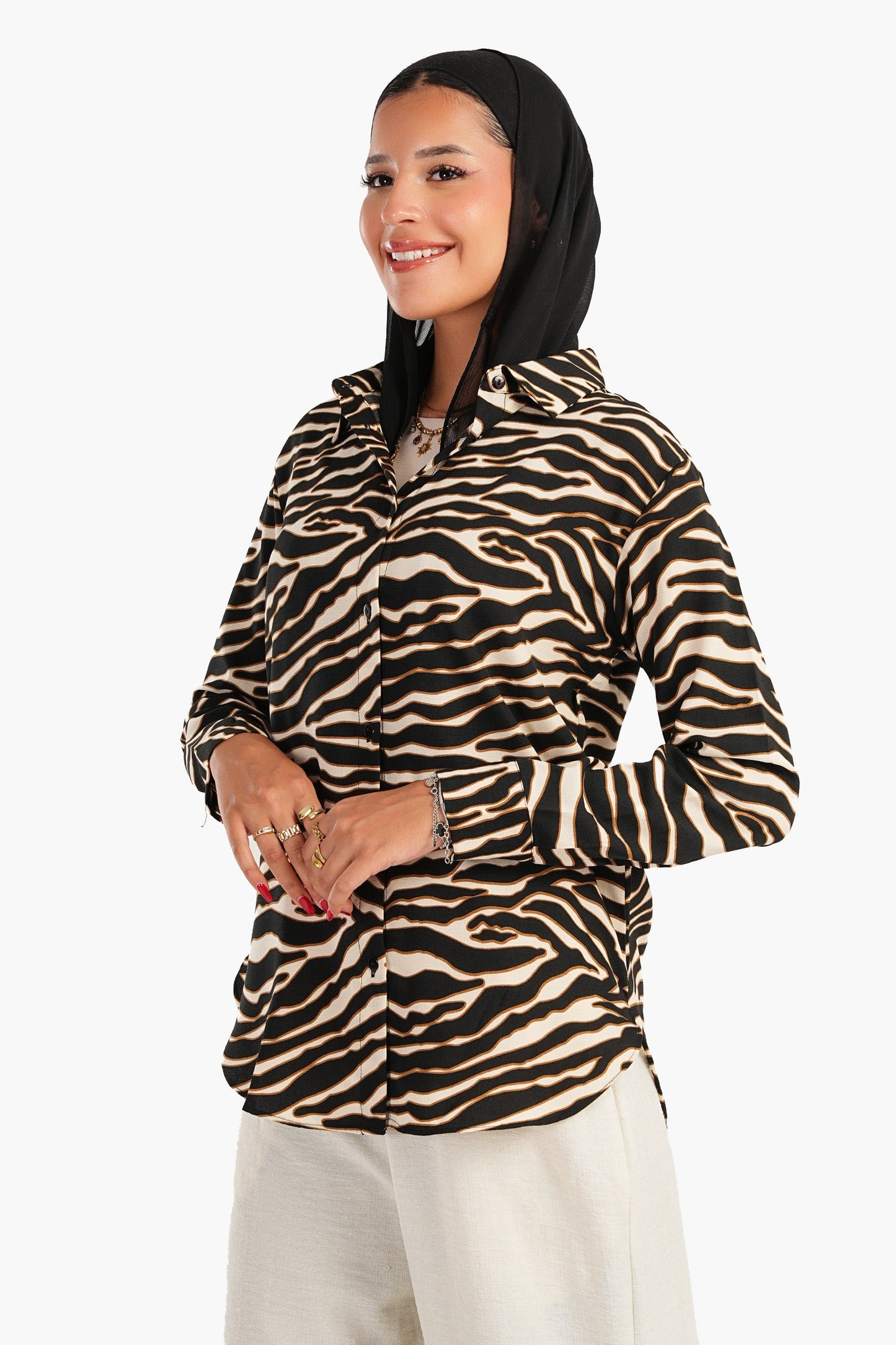 Voile Zebra Print Shirt