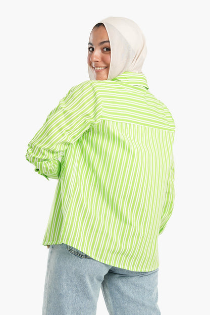 Lime Shirt with White Stripes