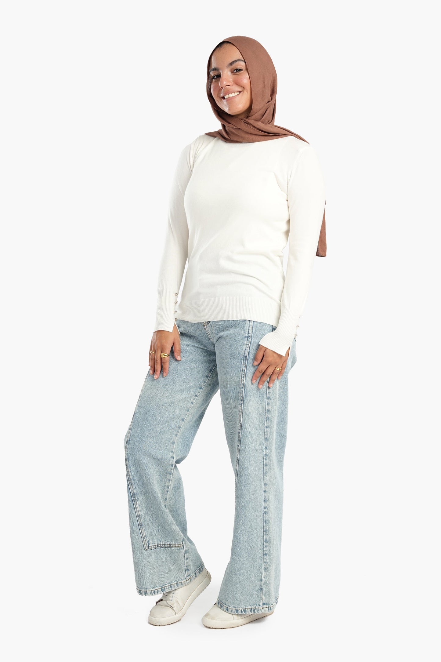 Basic Pullover with Ribbed Cuffs