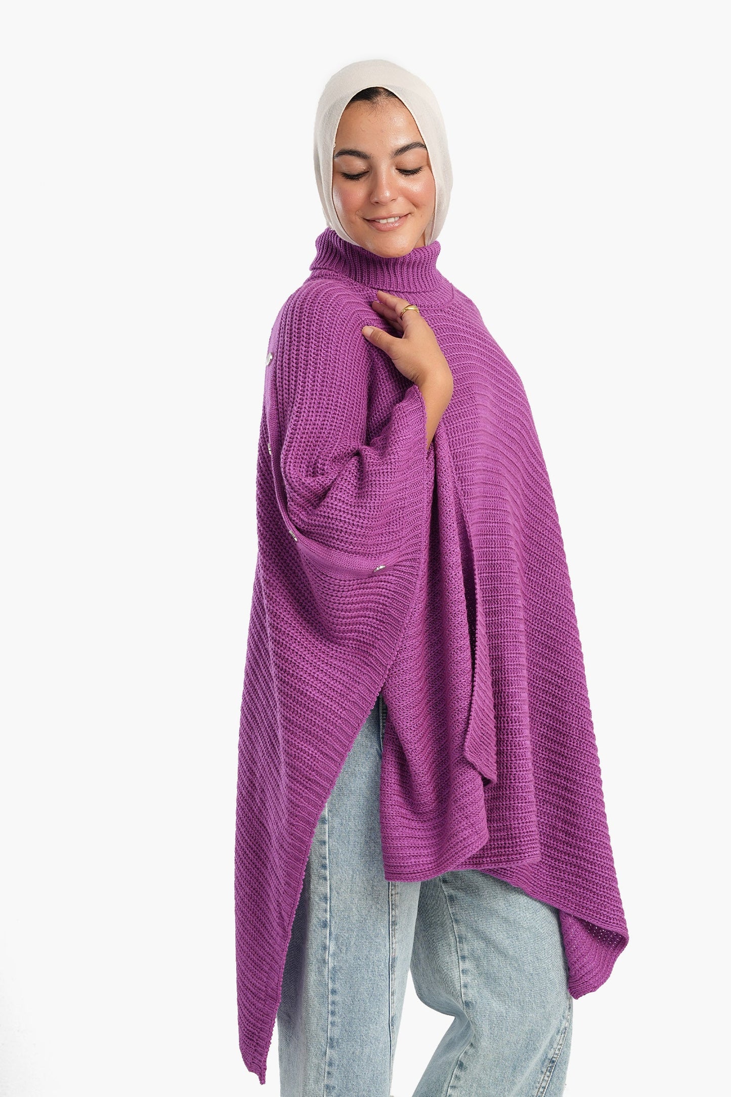 Poncho with Shoulder Buttons