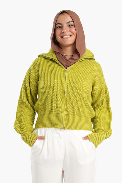 Lime Knitted Cardigan