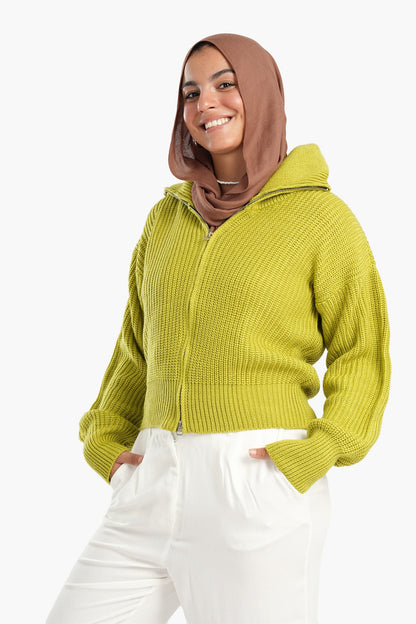 Lime Knitted Cardigan