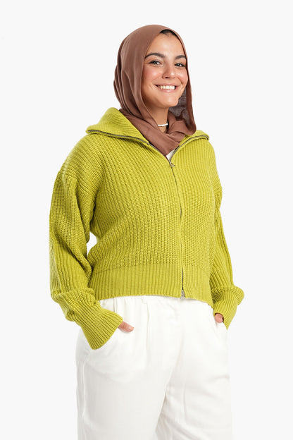 Lime Knitted Cardigan