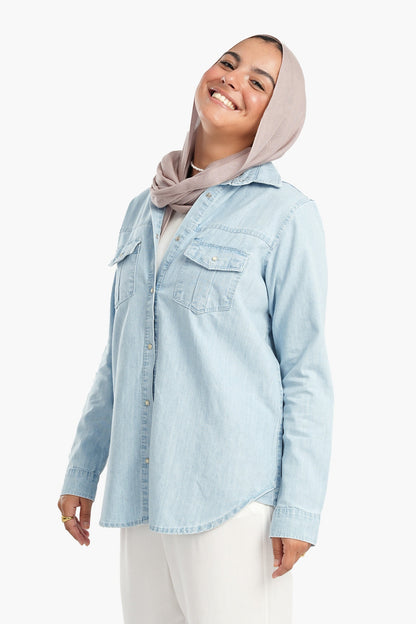 Snap Button Closure Denim Shirt