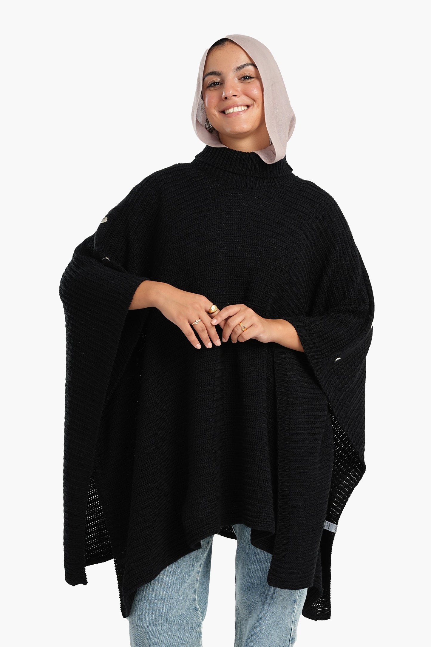 Poncho with Shoulder Buttons